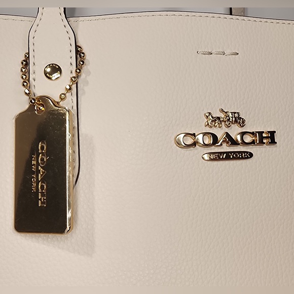 COACH LARGE Super Light Genuine Pebbled Leather TOWN TOTE Handbag - Picture 5 of 15